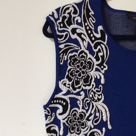 BCBGMaxAzria Size Large Blue + White Knit Ellena Dress - Picture 6 of 11